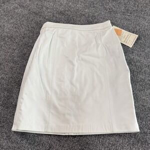 Vintage 80s 90s IOU White Leather Mini Skirt Women`s Sz XXS/XS NWT Deadstock